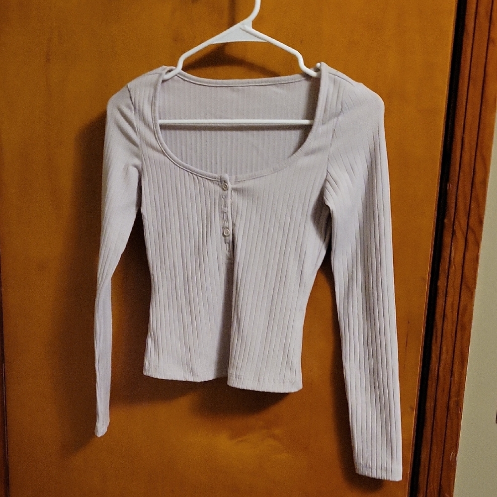 Women's Ribbed Long Sleeve Top - White